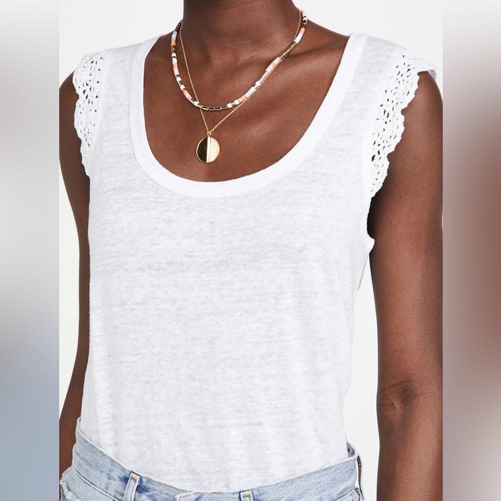 PAIGE women’s white tank with lace trim size M